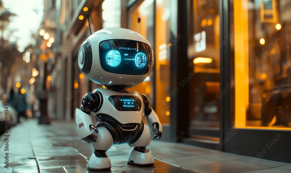 Futuristic AI Robot with Holographic Data Interface and Human Interaction in High-Tech Laboratory Setting, Generative AI Futuristic AI Robot with Holographic Data Interface and Human Interaction in High-Tech Laboratory Setting, Generative AI