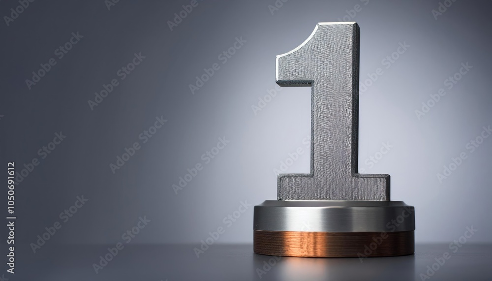 Champion Silver Trophy Shaped as Textured 3D Number One – Number Award Champion Silver Trophy Shaped as Textured 3D Number One – Number Award