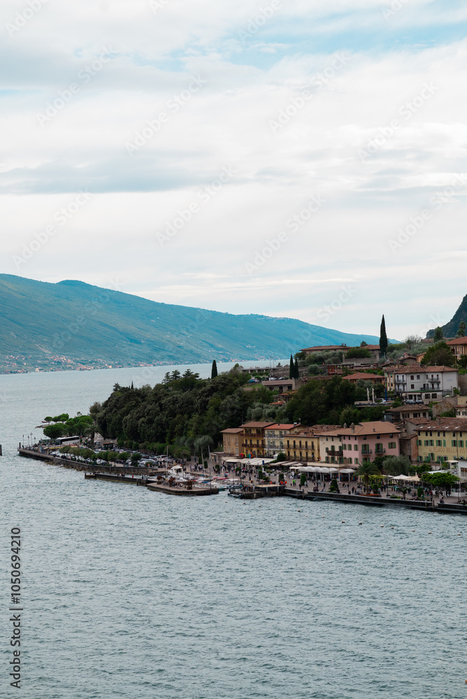 Naklejka premium Lake Garda is the largest lake in Italy. It is located in Northern Italy,