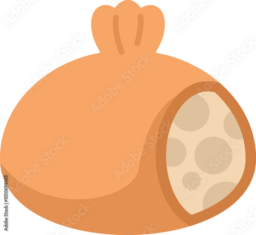 Illustration of a khinkali dumpling, showing the filling inside, a traditional georgian food