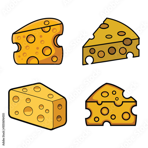 Set of cheese vector icon illustration.