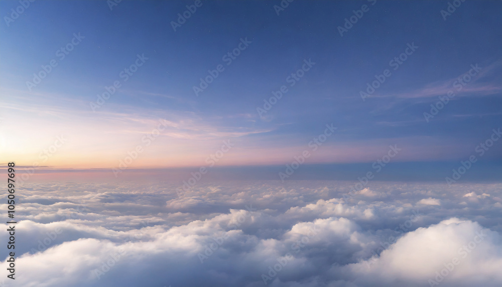 Beautiful blue sky above white fluffy clouds. Natural beauty cloudscape. Breathtaking view. Dreamland Beautiful blue sky above white fluffy clouds. Natural beauty cloudscape. Breathtaking view. Dreamland