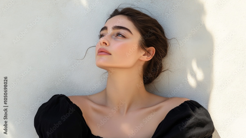 custom made wallpaper toronto digitalPortrait of a Young Woman with Dark Hair and a Black Top