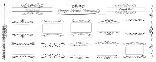 Vintage border elements set. Elegant decorative frames, retro ornament. Isolated calligraphic icons, vector set..eps