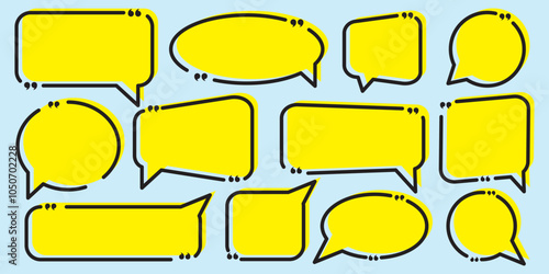 Quote text in speech bubble. Quote bubble testimonial banners. Quote box frames. Blank template quote text info design boxes quotation bubble blog quotes symbols. 