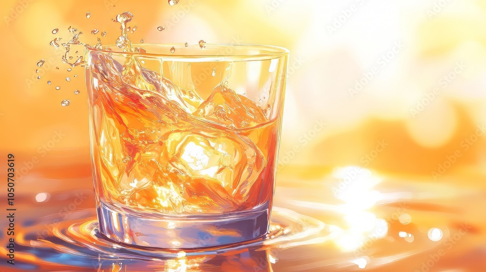 Clear water flowing into a glass, sunlight adobe illustrator Clear water flowing into a glass, sunlight adobe illustrator