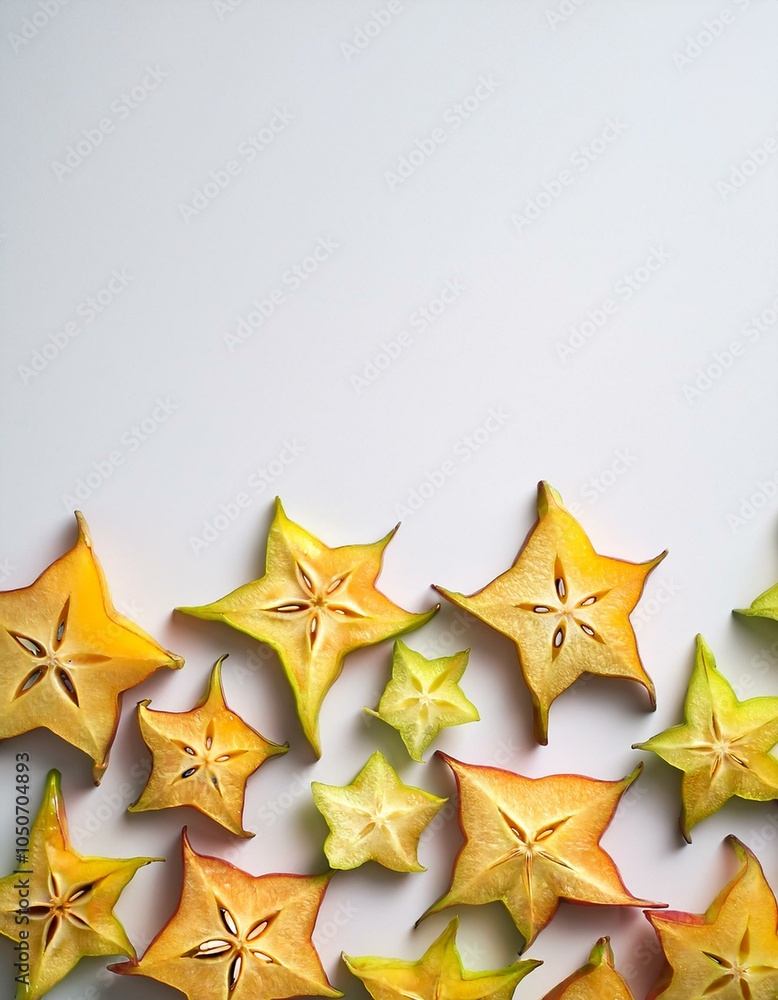 Starfruit slices on white Starfruit slices on white