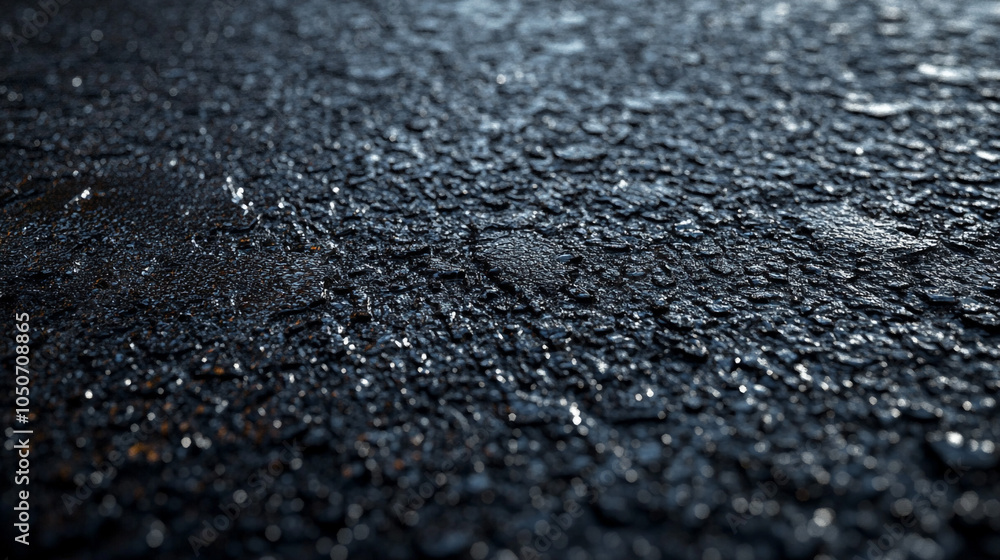 Wet Asphalt Road Texture with Water Droplets Close up Wet Asphalt Road Texture with Water Droplets Close up