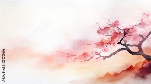 Wallpaper Mural Delicate watercolor of cherry blossoms against a soft, pastel sky, AI Torontodigital.ca