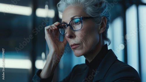 The senior female manager is talking to her team at the company board meeting