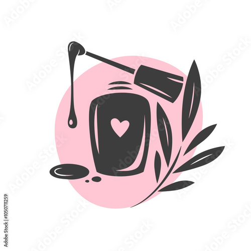 Nail studio logo. Nail polish. Minimalistic vector illustration for beauty salon
