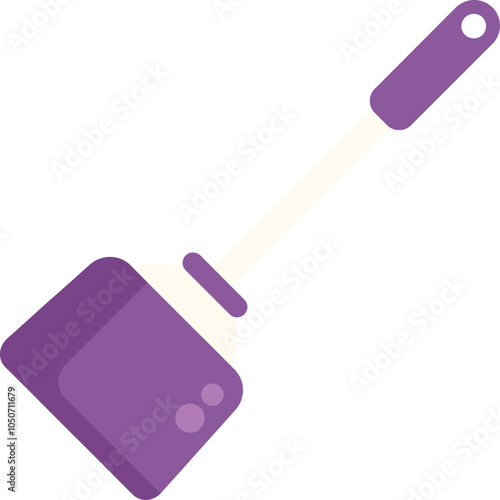Purple toilet plunger with a plastic handle for unclogging toilets is standing by, ready to tackle any plumbing emergency