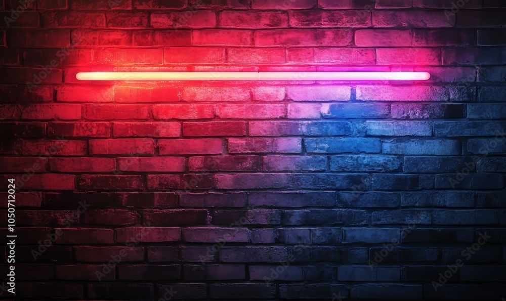 Red and Blue Neon Light on Unplastered Brick Wall Creating Vibrant Urban Nightclub Atmosphere for Background and Texture, Generative AI Red and Blue Neon Light on Unplastered Brick Wall Creating Vibrant Urban Nightclub Atmosphere for Background and Texture, Generative AI