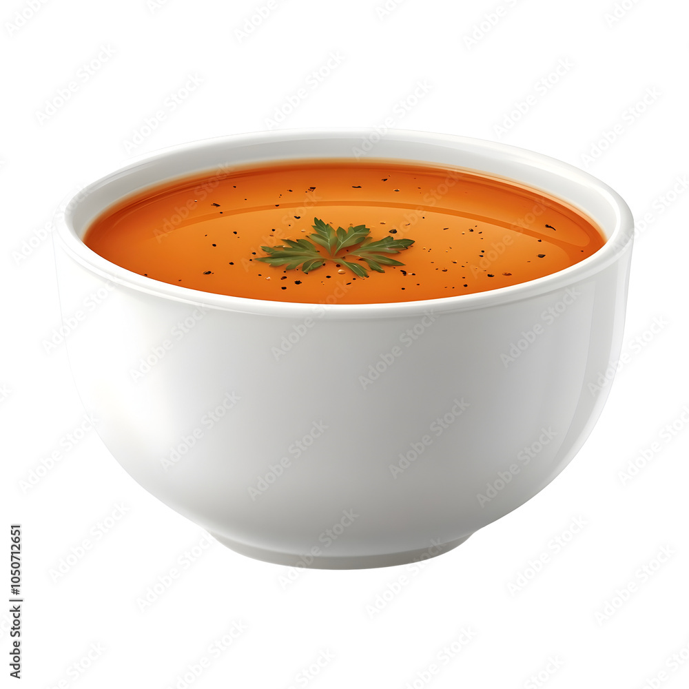 Richly Simmered Mushroom Bisque Soup on Clean White Background Richly Simmered Mushroom Bisque Soup on Clean White Background