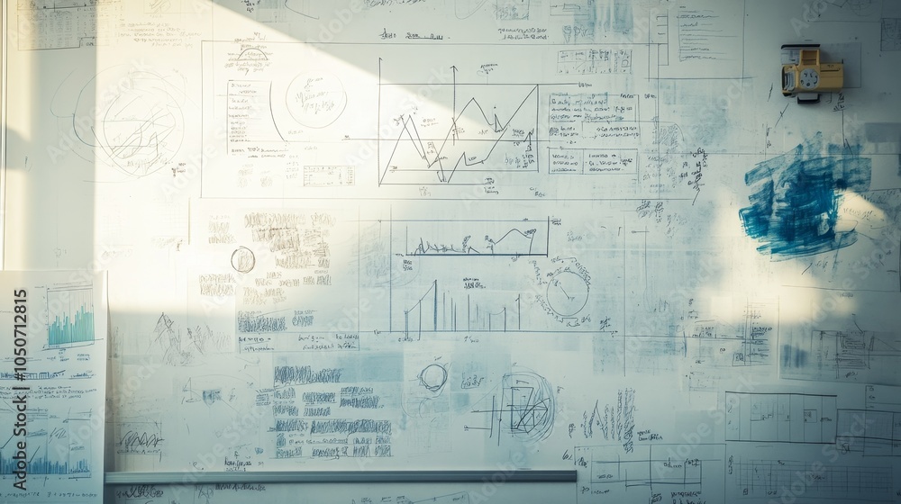 Fototapeta premium Innovative whiteboard explorations visualizing concepts through charts and diagrams in a creative workspace