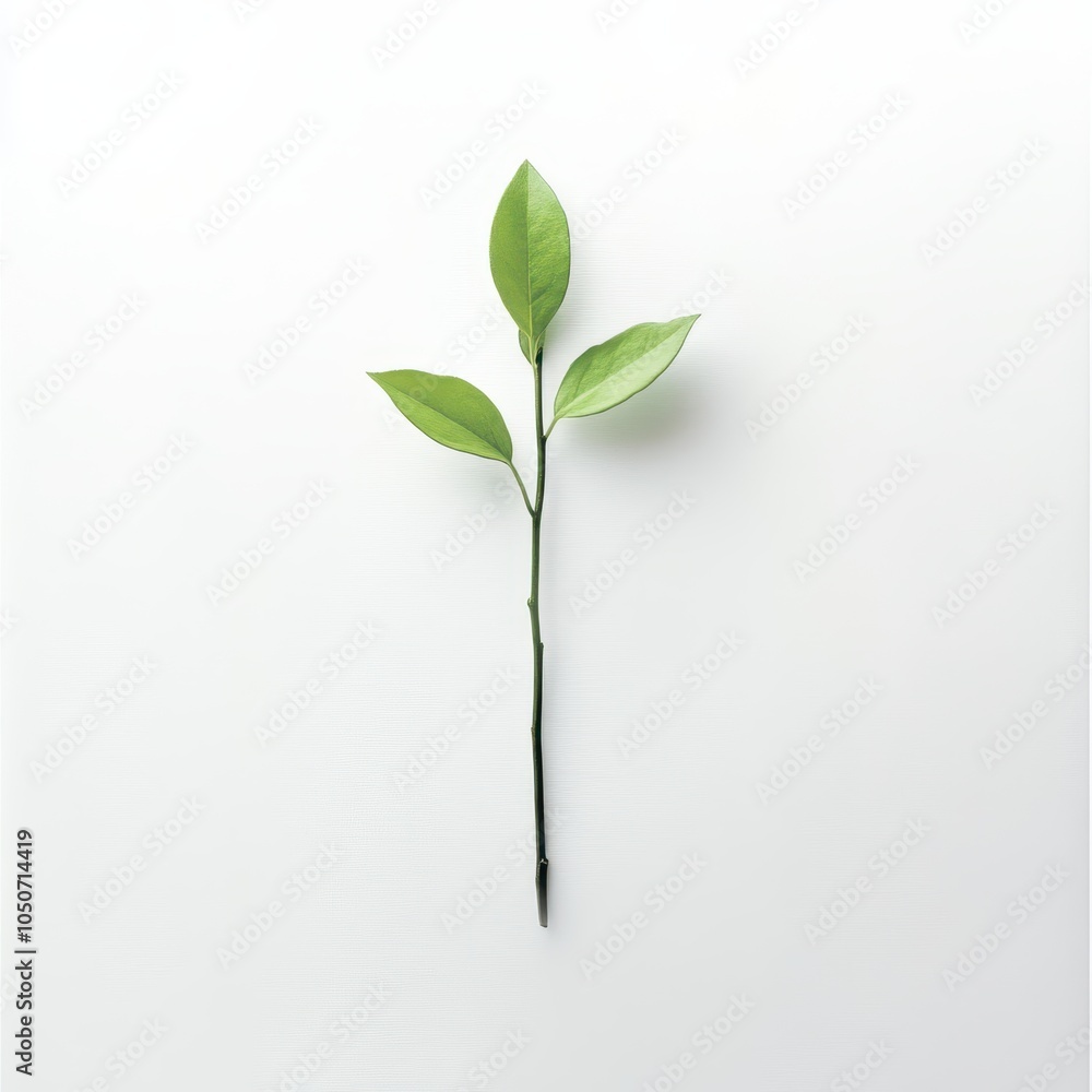 Obraz premium a single green leaf on a white surface