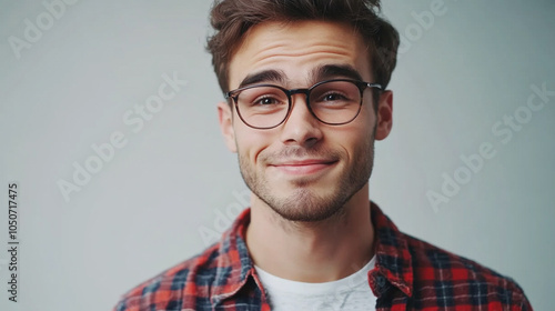 A cheerful young man with a bright smile, wearing a denim jacket, radiates positive energy and friendliness.