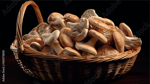 Mushrooms in a wicker basket close-up. Mushroom harvest in autumn. Collect mushrooms. Forest mushroom, champignon, porcini mushroom. Forest mushrooms in a basket.