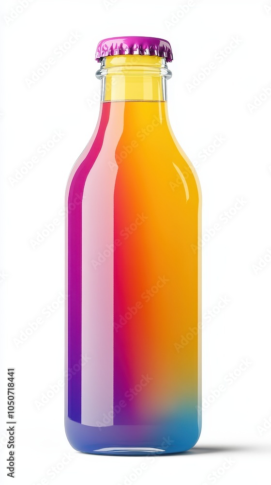 Colorful bottle shows a fruity drink on a bright background with vibrant lighting Colorful bottle shows a fruity drink on a bright background with vibrant lighting