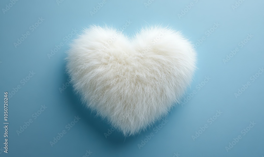 Fluffy White Fur Heart Shape on Baby Blue Minimal Background, Soft Texture, Love and Comfort Theme, Valentine's Day, Romantic Decor, Cozy Feel, Unique, Generative AI Fluffy White Fur Heart Shape on Baby Blue Minimal Background, Soft Texture, Love and Comfort Theme, Valentine's Day, Romantic Decor, Cozy Feel, Unique, Generative AI