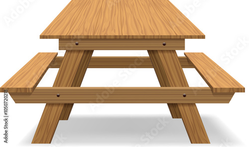 3D wooden picnic table
