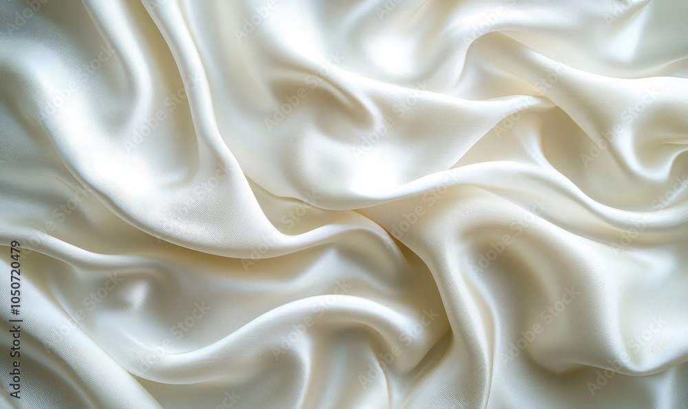 Obraz premium Elegant White Silk Fabric Wave Texture, Abstract Drapery Background for Luxury, Smooth and Flowing Textile Design Concept, Generative AI