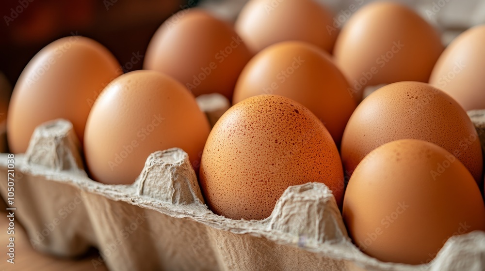 Fresh brown eggs in a carton ready for culinary creations and nutritional delights Fresh brown eggs in a carton ready for culinary creations and nutritional delights