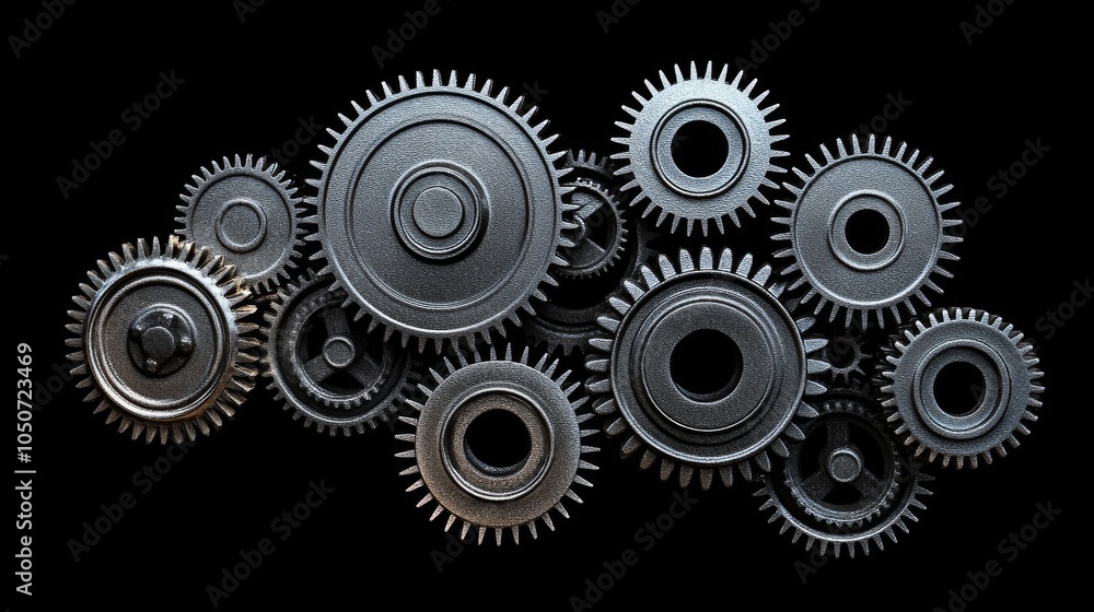A collection of gears in different sizes and shapes working together smoothly, Depicting the collaborative effort and efficiency of diverse teams, photography style A collection of gears in different sizes and shapes working together smoothly, Depicting the collaborative effort and efficiency of diverse teams, photography style