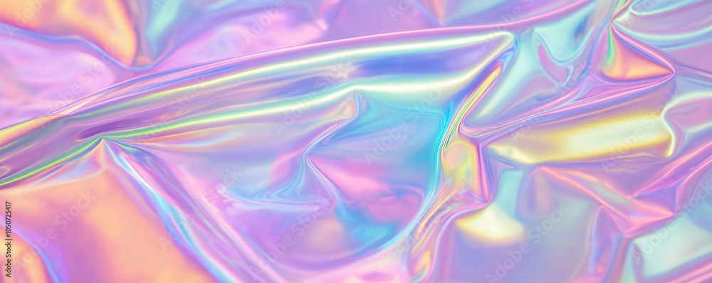 Fototapeta premium Holographic rainbow foil iridescent texture abstract hologram background, Ai