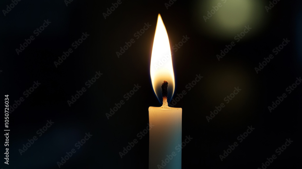 Flickering Flame in the Dark: A single candle casts a warm glow against a dark background, symbolizing hope, remembrance, or peace. Flickering Flame in the Dark: A single candle casts a warm glow against a dark background, symbolizing hope, remembrance, or peace.