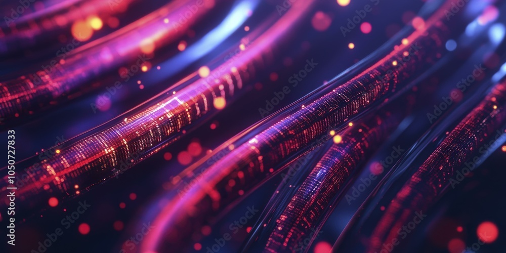 Obraz premium Abstract Glowing Cables: Futuristic Digital Art Background