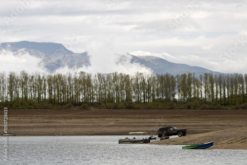landscape with lake and mountains