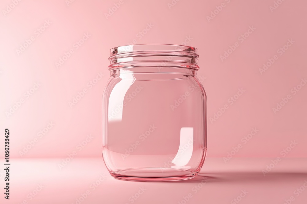 Empty Glass Jar on Pink Background Empty Glass Jar on Pink Background