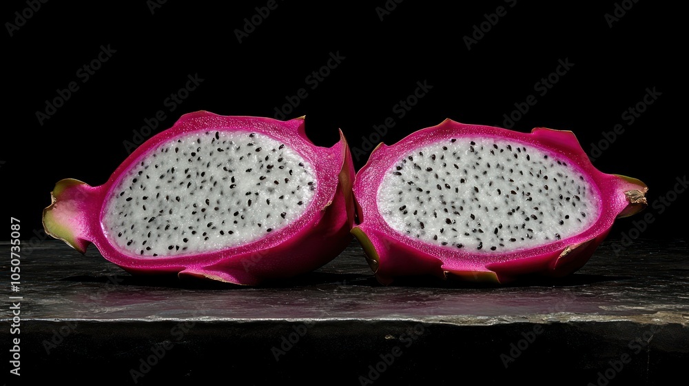 Fototapeta premium Striking Shot of Dragon Fruit Sliced Open
