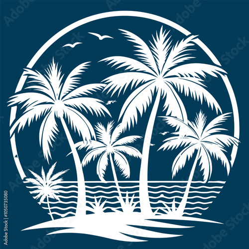 vector illustration of full palm trees silhouette