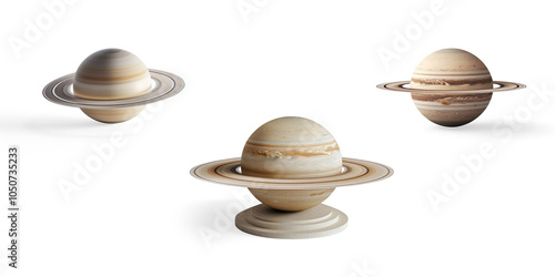 Realistic Saturn Model on a Transparent Background photo