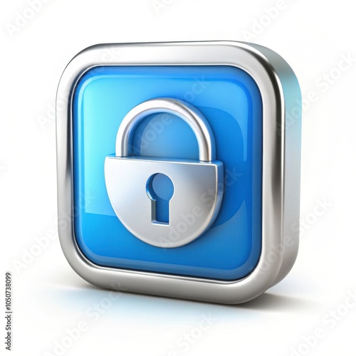 Blue and silver closed padlock icon symbolizing data security, access control, and protection concept