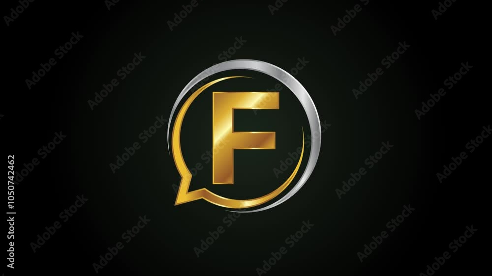 Initial alphabet F with a bubble chat icon. Talking chatting logo animation Initial alphabet F with a bubble chat icon. Talking chatting logo animation