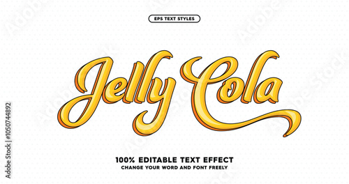 Jelly Cola: Yellow stylish text effect. Playful and fun, editable font with a fresh, sweet vibe. 