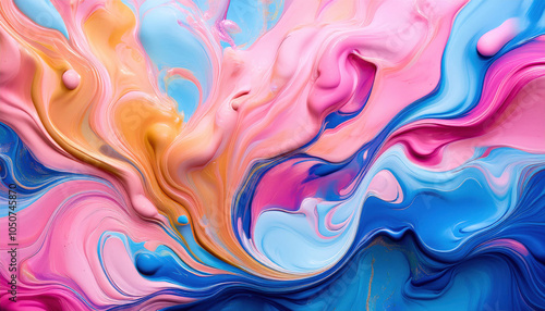 A blend of vibrant pastel colors splashing across the background in fluid, abstract shapes, creating a dynamic and artistic visual effect.