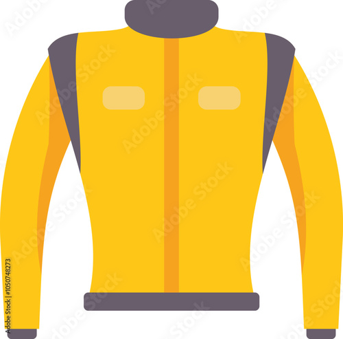 Yellow winter jacket protecting from cold with zipper and pockets, modern warm outerwear garment