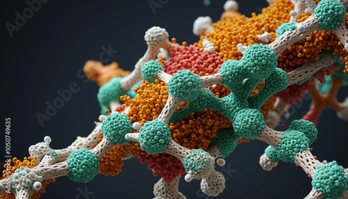 A graphical representation of the molecular structure of a porous hybrid composite, illustrating its innovative design for biodegradability, Generative AI photo