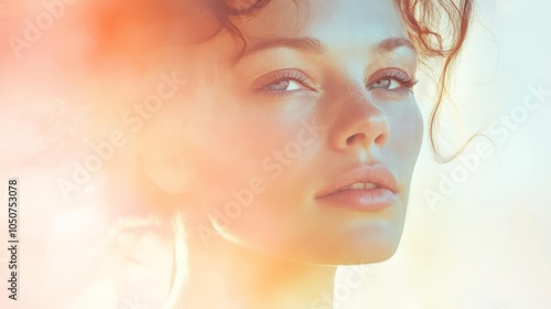 A detailed portrait of a woman with an intense gaze and soft photo