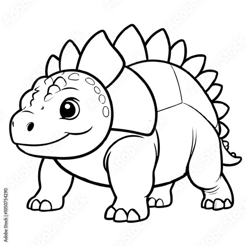 Coloring page for kids about cute cartoon dinosaur bold & easy