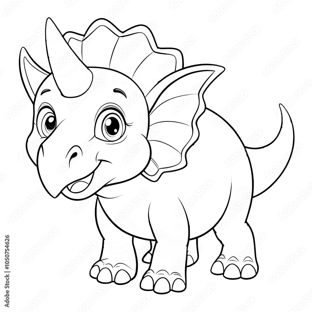 Fototapeta premium Coloring page for kids about cute cartoon dinosaur bold & easy