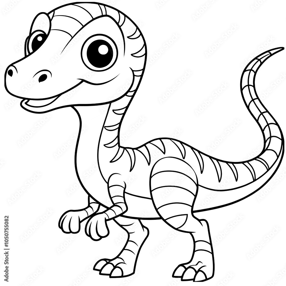 Fototapeta premium Coloring page for kids about cute cartoon dinosaur bold & easy
