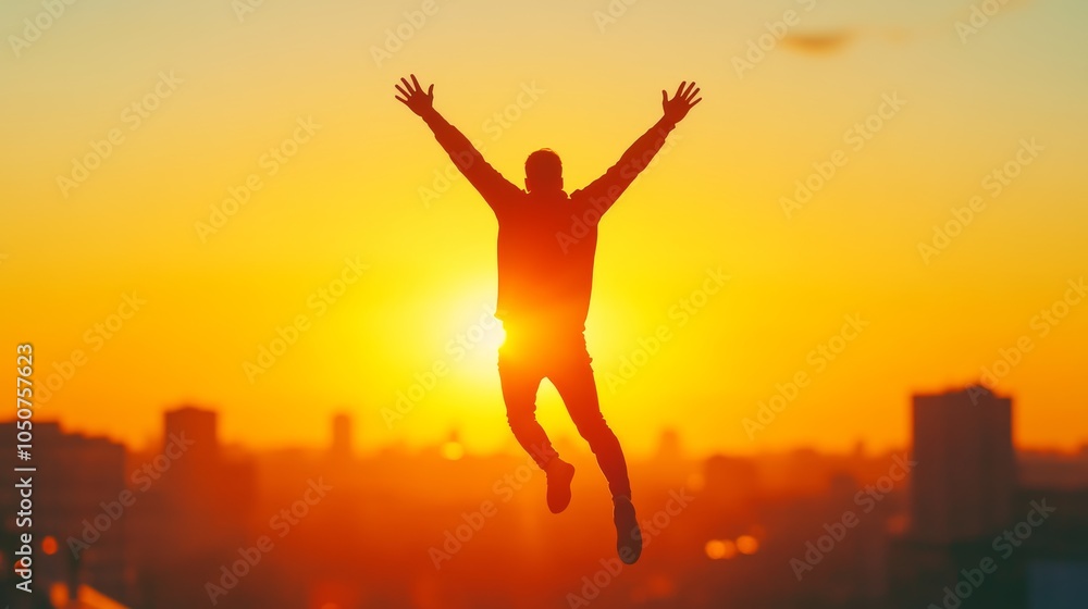 Exuberant jump against a fiery sunset backdrop, representing hope and celebration for the coming new year 2025. Exuberant jump against a fiery sunset backdrop, representing hope and celebration for the coming new year 2025.