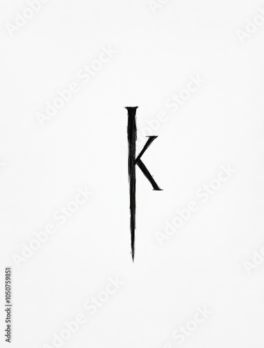 Minimalist logo design featuring the letter "K" with a simple shape, set against a solid background. 