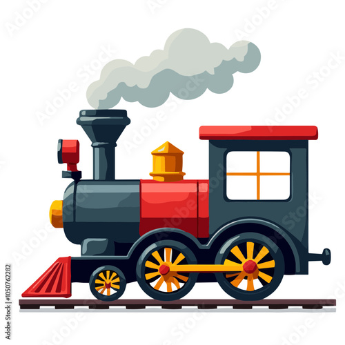 Vintage steam locomotive vector illustration, retro train design