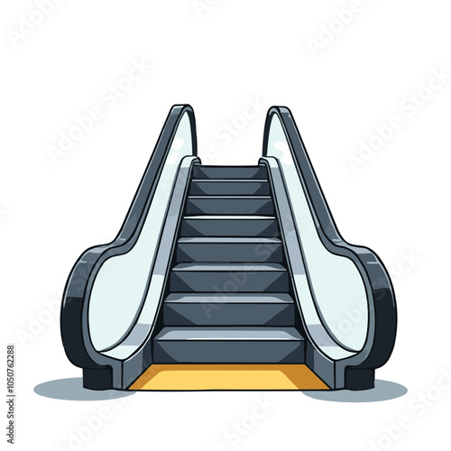 Modern escalator vector illustration, shopping mall equipment